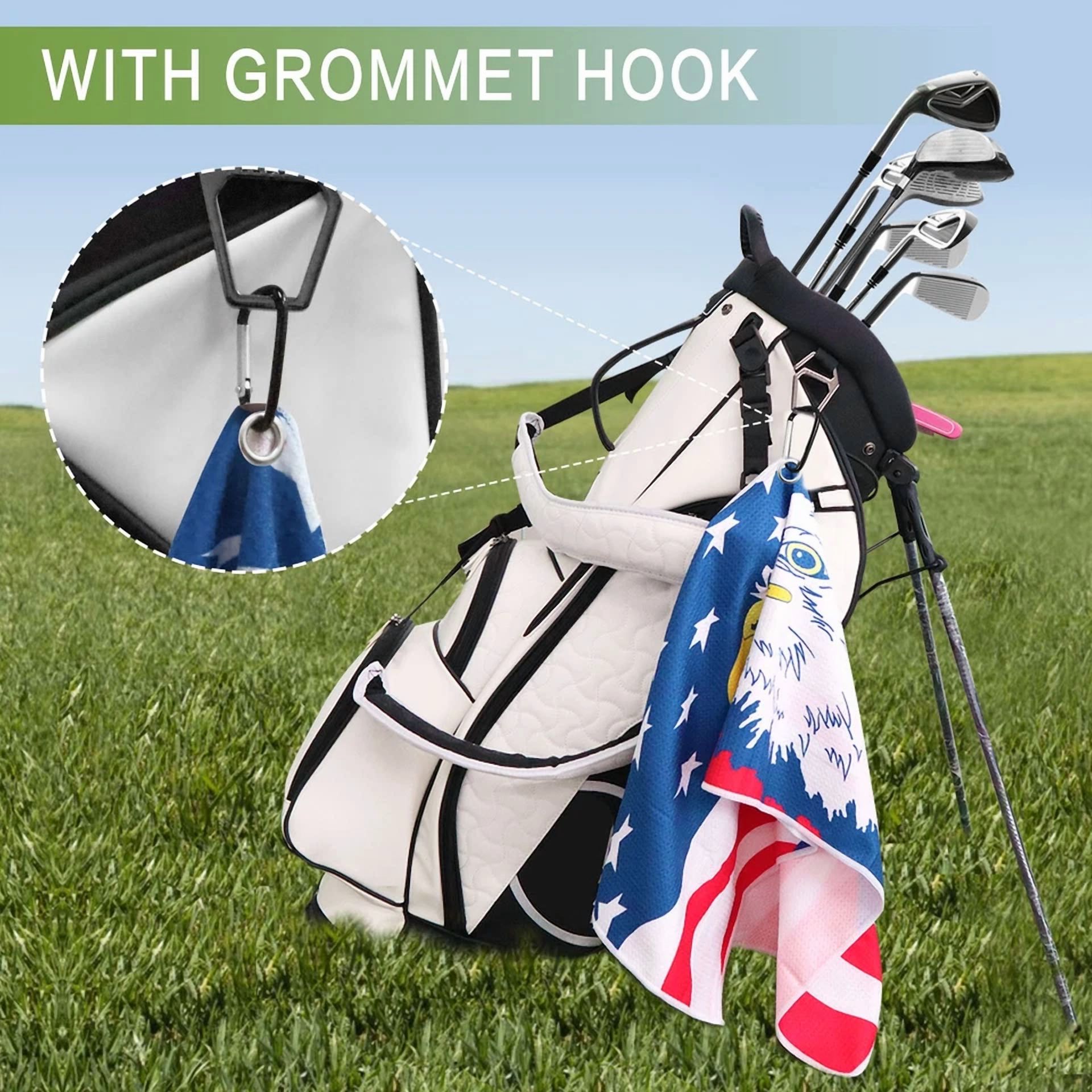 CIRCLE- Waffle Pattern Microfiber Fabric Golf Towel 14*42Inch For