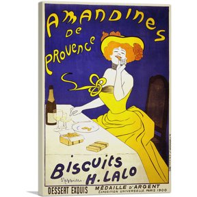 ARTCANVAS Amandines De Provence Biscuits 1900 Canvas Art Print by Leonetto Cappiello - Size: 60" x 40" (0.75" Deep) (3-Piece)