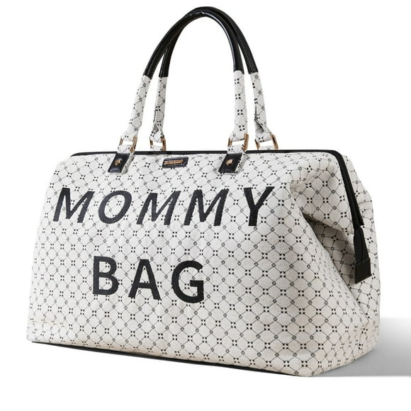 Sunveno Mommy Bag, Travel Bag Weekender Bags for Women Large Capacity Diaper Bag, White