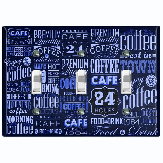 Metal Light Switch Plate Cover Cafe Diner Coffee Sign Blue Black COF042