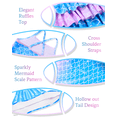 thumbnail image 5 of CARETOO Girls Swimsuit 3PCS Mermaid Tail Swimming Suits Kids Summer Tankini Set Multi Ruffled Halter Colorful Fish Scale Pattern Swimwear 4-10 Years Princess Bathing Suit, 5 of 6