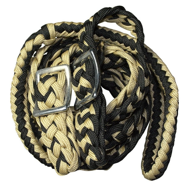 82RS 1" X 8Ft Hilason Braided Poly Barrel Reins Horse Racing Flat Grip