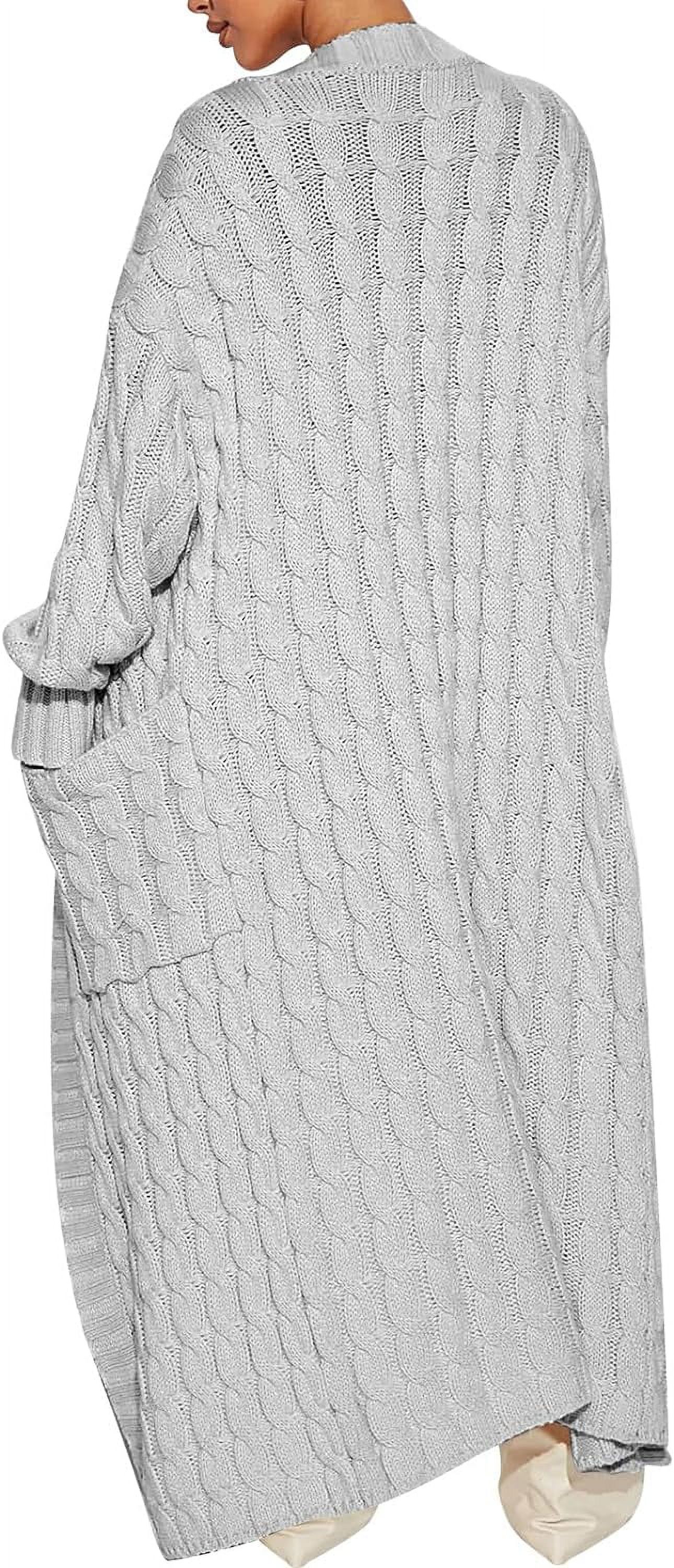 Long Sweaters For Women Cardigan Open Front Long Sleeve Plus Size Chunky Cable Knit Duster Cardigans With Pockets Winter Coat Beige At Women's Clothing Store