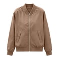 thumbnail image 4 of Nowekniz Women's Zip Up Bomber Jacket, Long Sleeve Loose Fit Casual Outerwear Coat with Pockets, Trendy Spring Fall Daily Outfits, 4 of 9