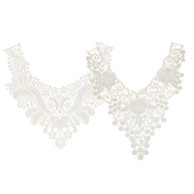 GUOOL 2 Pieces White Flower Lace Collar Sewing Applique DIY Detachable Necklace