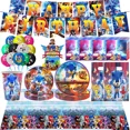 thumbnail image 2 of Lote de suministros para fiestas temáticas de Sonic, globos, decoraciones de cumpleaños para niños de Sonic the Hedgehog, pancartas, bolsas de regalo, decoración para tartas, 2 of 5