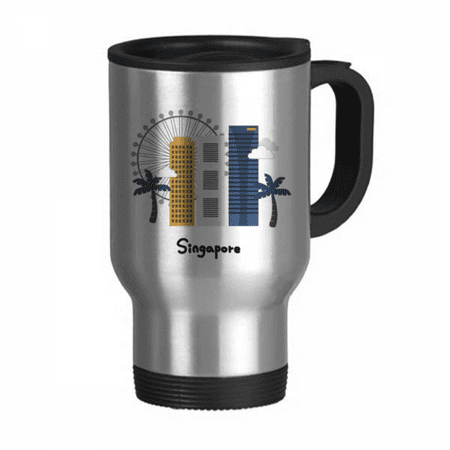 

Singapore Flyer and Buildings Travel Mug Flip Lid Stainless Steel Cup Car Tumbler Thermos
