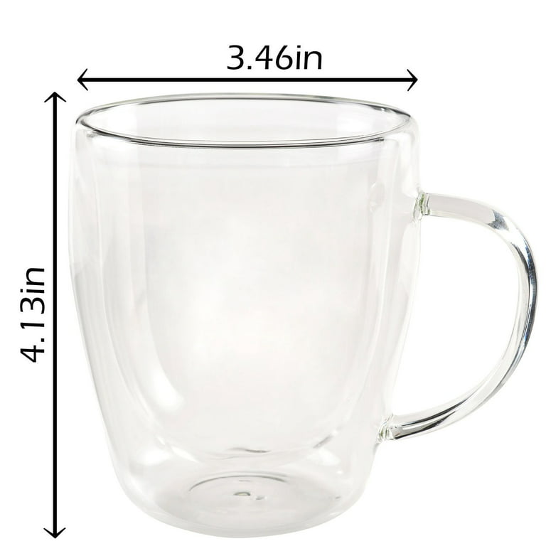 JNSMFC Double Walled Glass Coffee Mugs with Handle,2-Pack 12oz