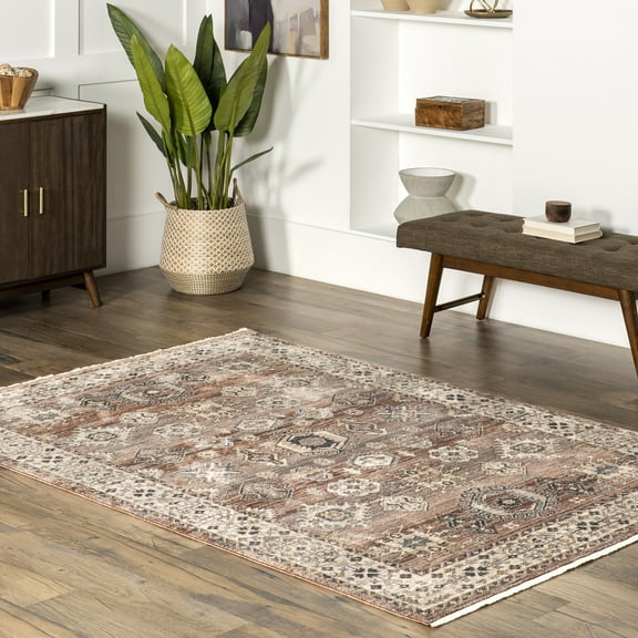 nuLOOM Kelsee Vintage Traditional Fringe Area Rug, 4' x 6', Rust