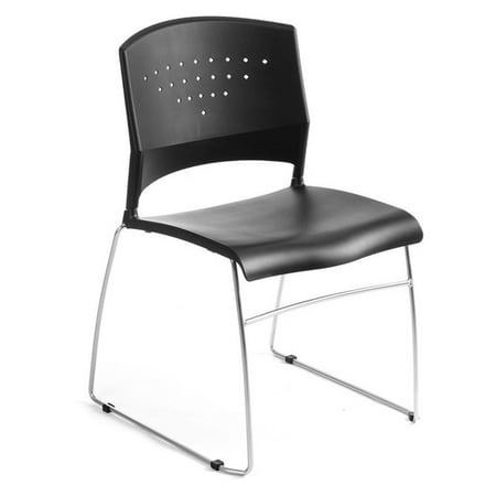 Boss Office Products Black Stack Chair With Chrome Frame 2 Pcs
