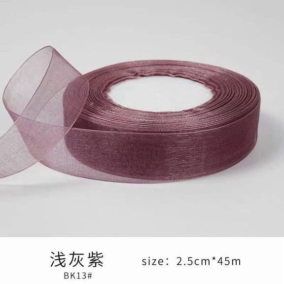 XmhyTop 2.5cm x 45M Luxury Satin Gift Wrapping Ribbon, Durable Nylon Fabric Decorative Ribbon Ideal for Crafts, Weddings & Gift Packaging, Light Gray Purple