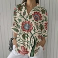 thumbnail image 1 of YLHFASHION Chemise à Imprimé Floral Rétro pour Femmes, Imprimé Géométrique Abstrait, Chemise à Imprimé Artistique, Chemise Décontractée à Imitation Ligne, Col en V, Liquidation, Chemises pour Femmes, 1 of 4
