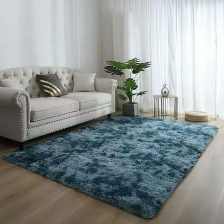 

Tie-Dye Gradient Silk Plush Carpet Living Room Coffee Table Mat Bedside Long Hair Can Be Washed All Over The Bedroom