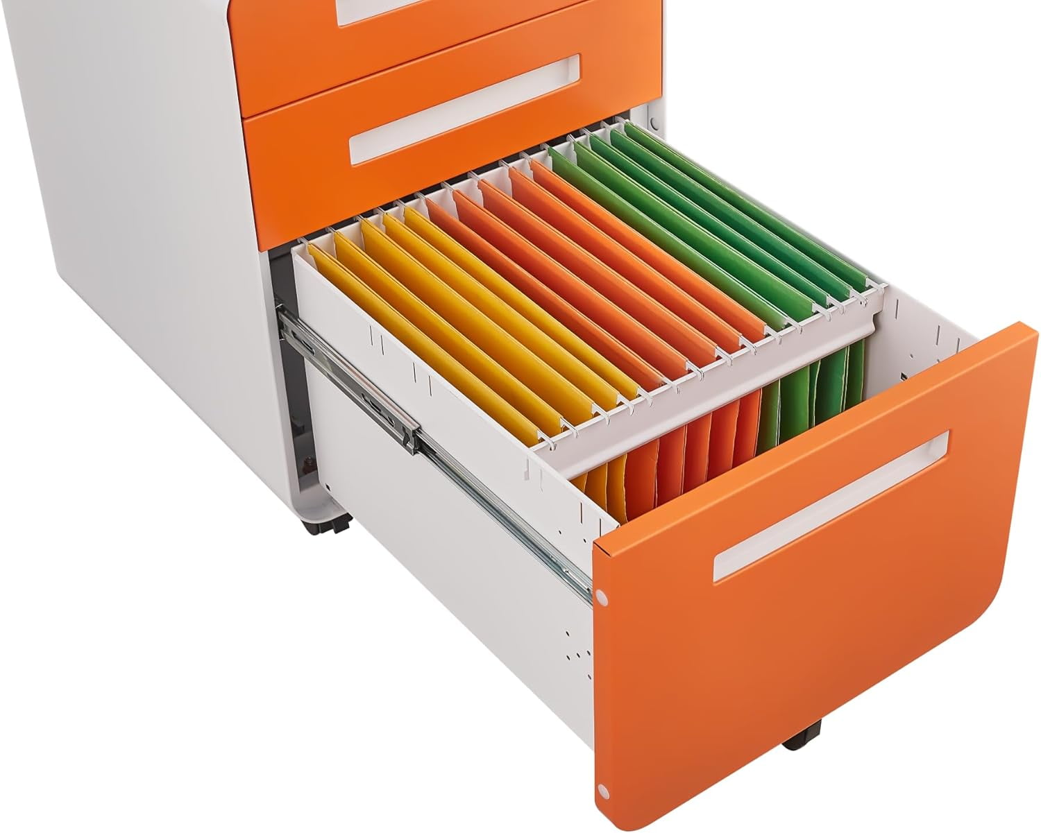 3-Drawer Mobile File Cabinet with Lock, Under-Desk Steel Rolling Cabinet for A4, Letter & Legal Files, 5-Wheel Anti-Tilt, Fully Assembled, Home Office, Orange