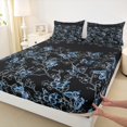 thumbnail image 3 of Manfei Blue Butterfly Print Twin Sheet Sets, Romantic Blossoms Flower Twin Fitted Sheet, Vintage French Style Flat Sheet, Super Cozy Room Decor, 3-Piece, 3 of 7