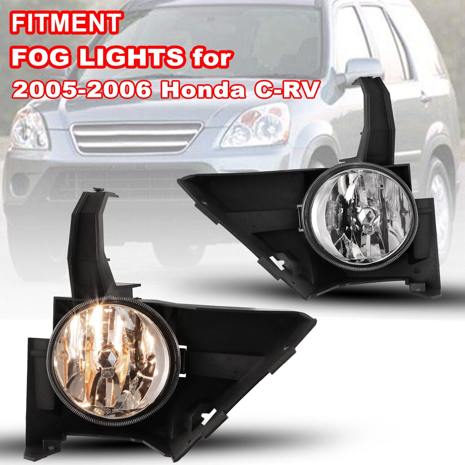 Winjet For 2005 2006 Honda CRV Fog Lights Clear Lens Pair Bumper Lamp