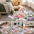 thumbnail image 5 of Round Rugs 4Ft, Pink Purple Hydrangea Round Area Rug Washable Indoor Throw Carpet, Spring Pastoral Flowers Soft Non Slip Circle Rug for Kitchen Nursery Room Home Decor Aesthetic, 5 of 8