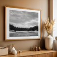 thumbnail image 4 of Monochrome Sunset over Lake Marburg - Hanover Pennsylvania Photography Black and White Winter Landscape Snow Lake Nature Scenic Oak Framed Wall Art Print 24 x 36 inches, 4 of 6