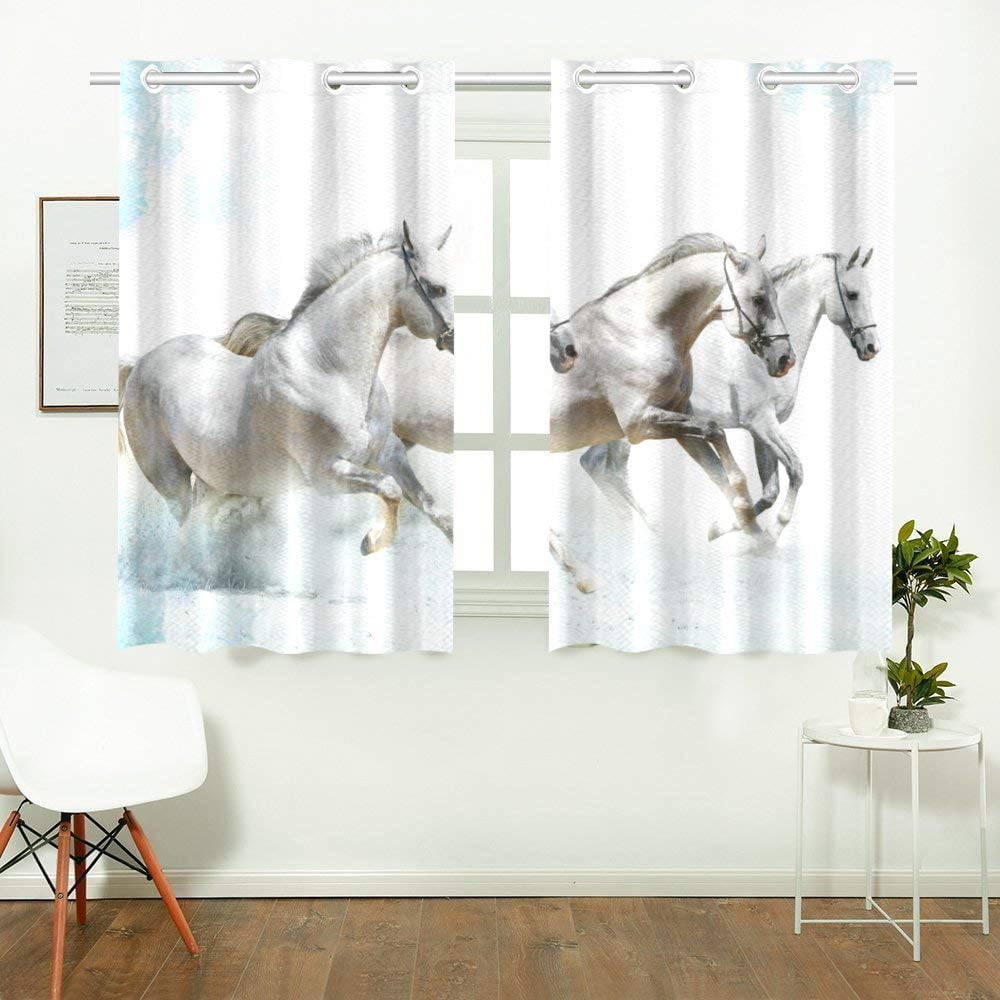 CADecor Horse Pattern Print Window Treatment Panel Curtains Window