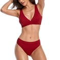 thumbnail image 1 of Women's 2 Piece Bikini Set Wide Straps  Two Piece Swimsuit Woman V Neck Wide Underbust Band Bathing Suits, 1 of 6