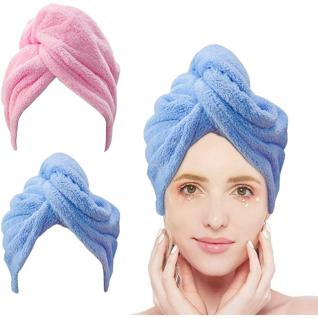 Gorros de ducha,Toalla de microfibra para el cabello para turbantes de cabello rizado para toallas de secado de cabello mojado Toalla de secado rápido para el cabello para mujeres Vhermosa WMXL-97-2
