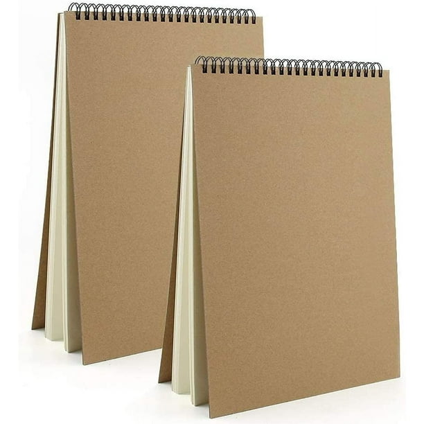 Cuaderno de dibujo A4, 2 cuadernos de dibujo encuadernados en espiral con tapa dura, material de dibujo, papel con páginas en blanco, adecuado para arte, acuarela, lápiz, 160 g/m², 60 páginas Sincero Electrónica