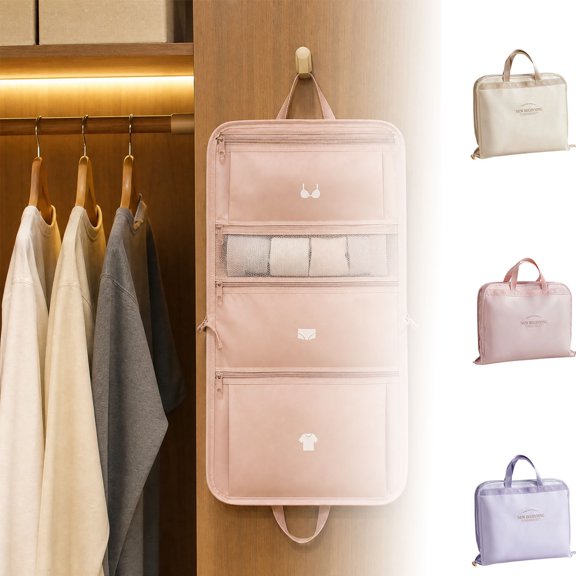 HJuyYuah Foldable Travel Storage Bag, Large Capacity Compartment Organizer for Suitcase Clothing and Underwear