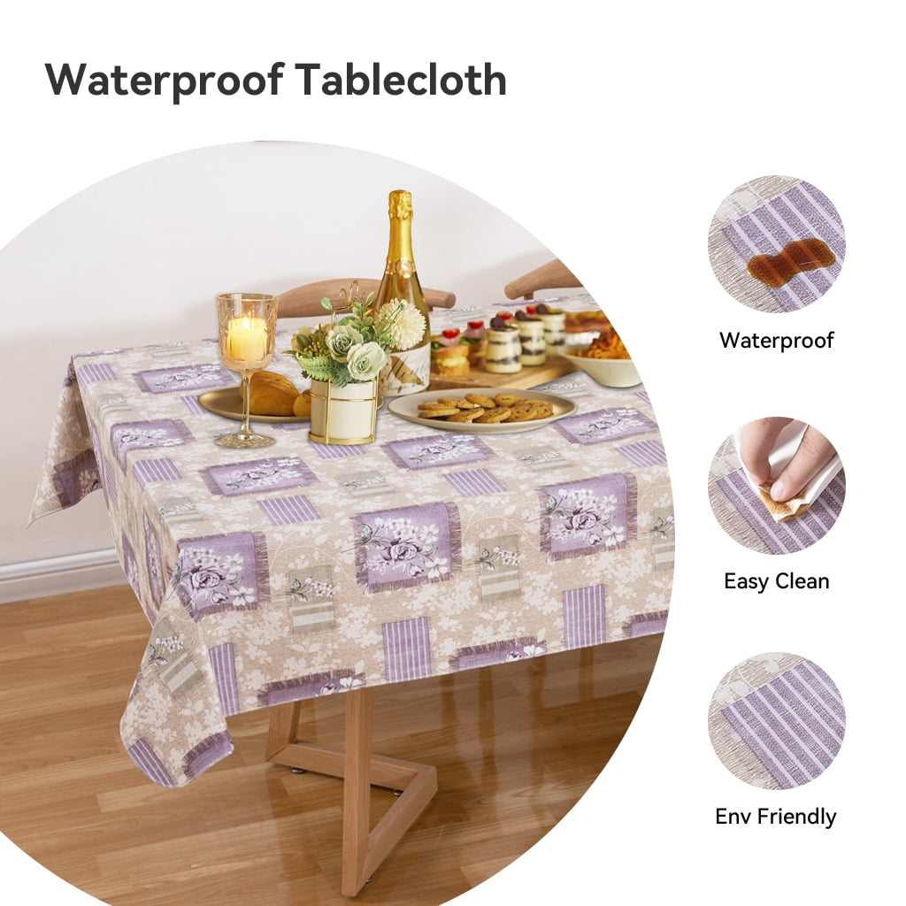 Ray Star Checkered Vinyl Rectangle Tablecloth -52x90 Inch - 100% Waterproof Oil Proof Spill Proof PVC Tablecloth for Christmas Halloween