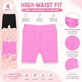 thumbnail image 4 of Girls 4 Pack Bike Shorts Stretchy, Soft High Waist Athletic Shorts for Kids with Fun Prints Colors Ideal for Dance, Play, Biking, or Everyday Wear (Sizes 4-14), 4 of 6