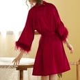 thumbnail image 6 of Fanxing Women's Satin Robe Short Lightweight Valentines Day Silk Bridal Wedding Party Bridesmaid Robes Sleepwear Red L, 6 of 9