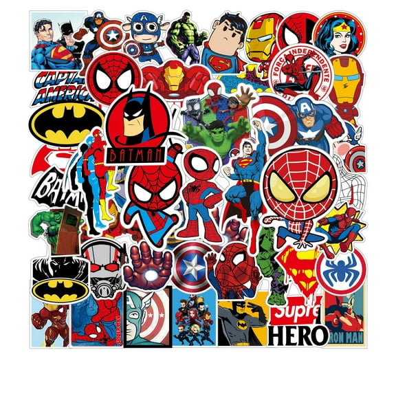 100Pcs Super Hero Stickers Laptop Bedroom Wardrobe Car Skateboard Bicycle Mobile Phone Luggage Guitar