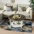 thumbnail image 3 of COZAYH Rustic Farmhouse Large Round Wood Coffee Table with Storage Shelf, Brown, 3 of 9