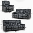 thumbnail image 4 of Bonzy Home 3-Piece Recliner Sofa Set, Single Chair, Loveseat & 3-Seat Sofa, Storage Console, Cup Holders, Gray, 4 of 9