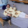 thumbnail image 3 of Dachshund Footprint Wearable Oversized Blanket,Wearable Blanket Hoodie for Adults,Cozy Hooded Blankets with Super Pockets,Super Warm Fuzzy Pullover for Women & Men, 3 of 6