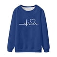 thumbnail image 2 of Clearance Items Fall Sweatshirts for Women Women's Heart Pattern Crewneck Long Sleeve Hoodless Hoodie, 2 of 4