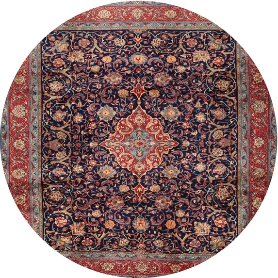 Ahgly Company Indoor Round Traditional Dark Almond Brown Medallion Area Rugs, 3' Round