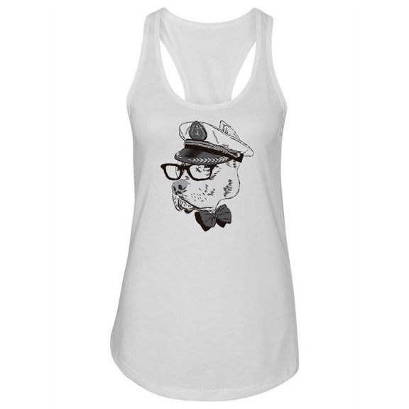 Funny Dog Captain's Cap Tank Women -Image by Shutterstock, Female Medium