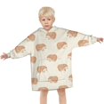 thumbnail image 3 of Cute Hedgehog Pattern Blanket Hoodies for Kids 6-13YR Oversize Wearable Blanket Hoodies for Boys Girls Teens, 3 of 7