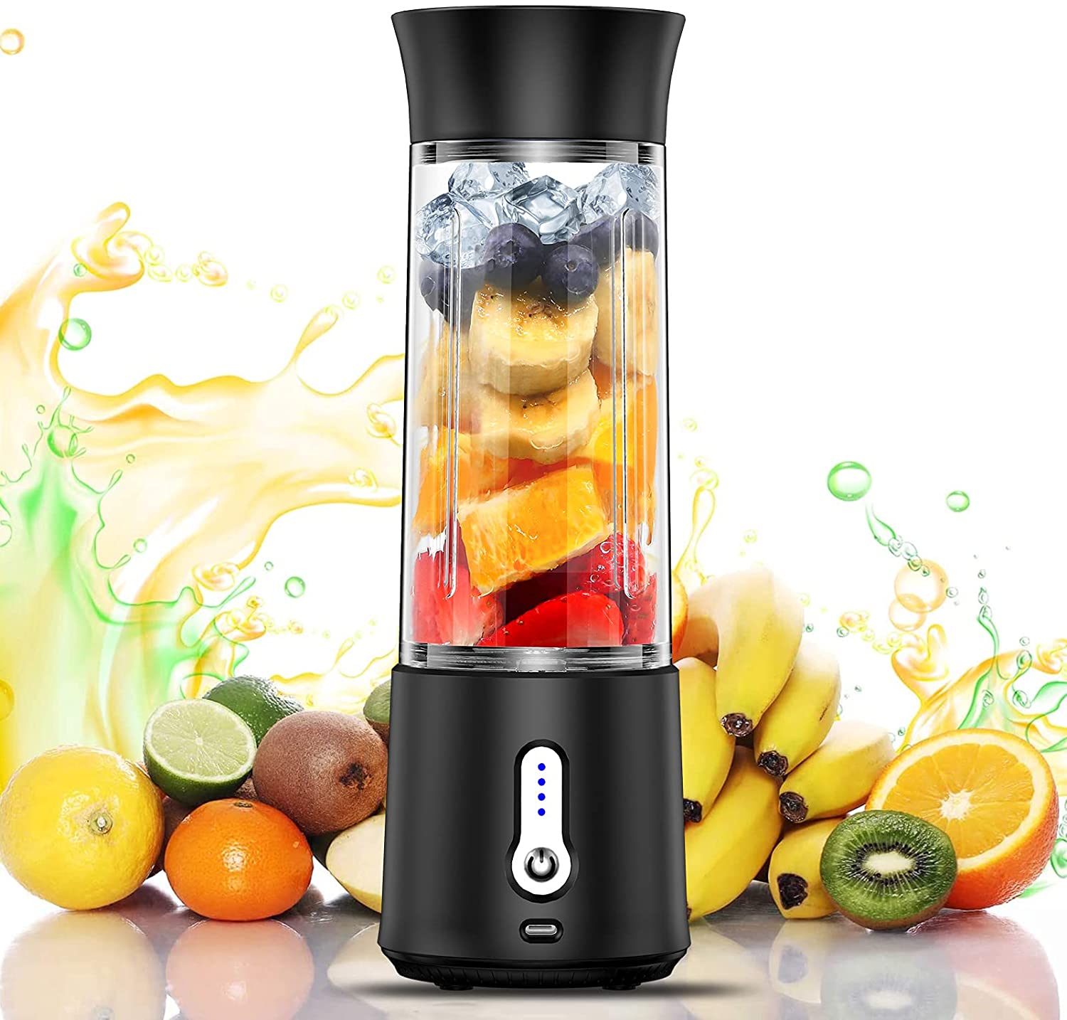 Mini Blender Personal Portable Blender Small Smoothies Blender, Tanbaby  500ml Portable Juicer Cup for Smoothies Shakes with 4000mAh Tpye-C  Rechargeable, for Traveling, Outdoor, Gym, Office (Black)