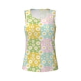 thumbnail image 4 of Xecao Daisies Flowers print women's scoop neck, loose-fit workout tank tops for the gym., 4 of 9