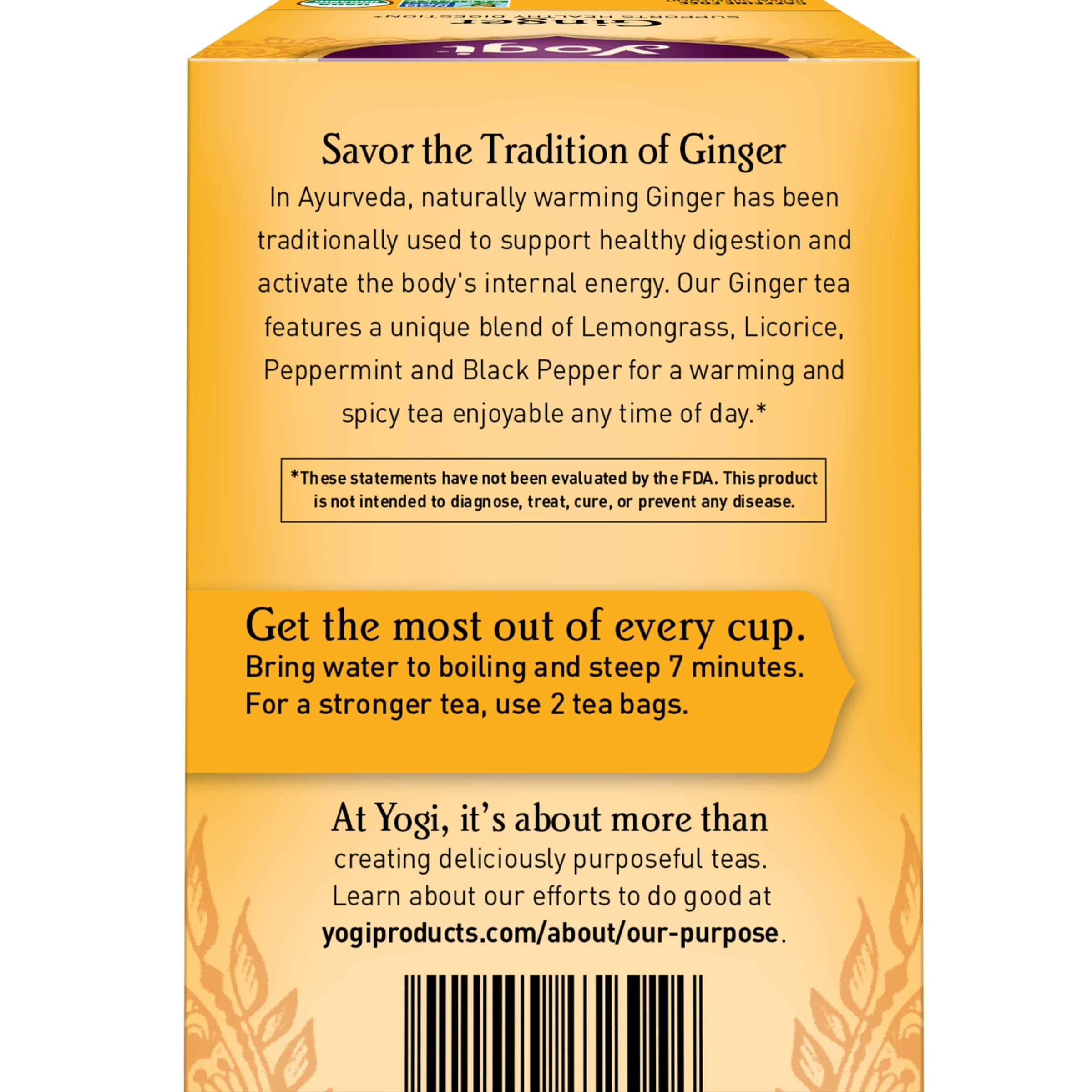 (4 pack) Yogi Tea Ginger, Caffeine-Free Organic Herbal Tea Bags, 16 Count