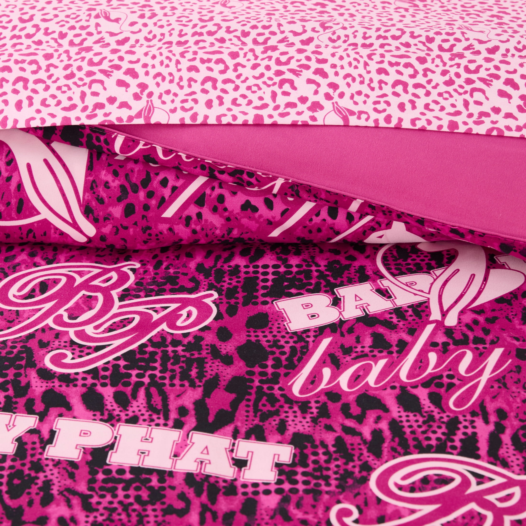 Baby Phat Tossed Logo 8-Piece Reversible Comforter Bed in a Bag, Pink, King