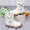 thumbnail image 4 of Girls Mid Calf Leather Boots, Little Kids Side Zipper Fashion Martin Booties, Soft Non Slip Princess Short Boots for Little Girls Daily Outdoor Wear Beige 3 Big Kids(36), 4 of 8