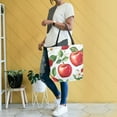thumbnail image 4 of FORMRS Womens Canvas Tote Bag with Zipper Inner Pocket Shoulder Handbag, Apple Pattern, 4 of 7