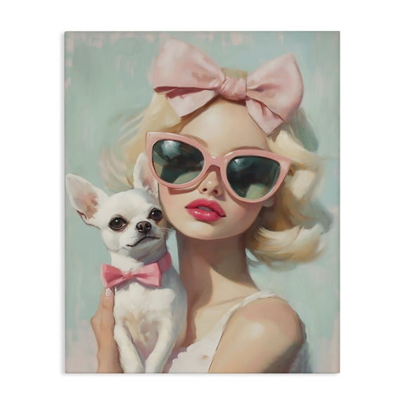 Stupell Industries Eclectic Girl with Chihuahua Canvas Art, 16 x 20, by The Prints Vibe