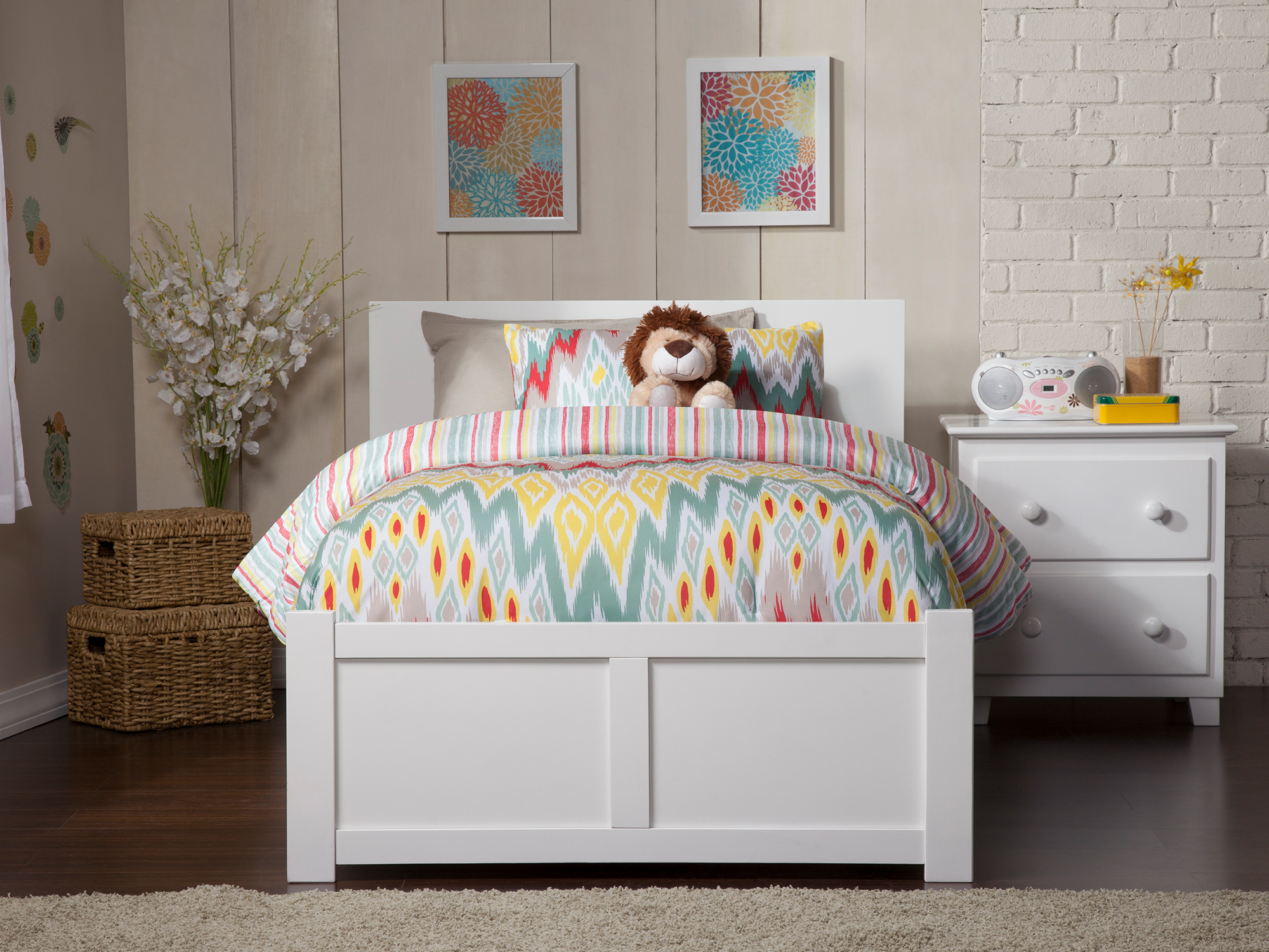 Orlando Twin Extra Long Bed with Footboard and Twin Extra Long Trundle in White - image 4 of 8