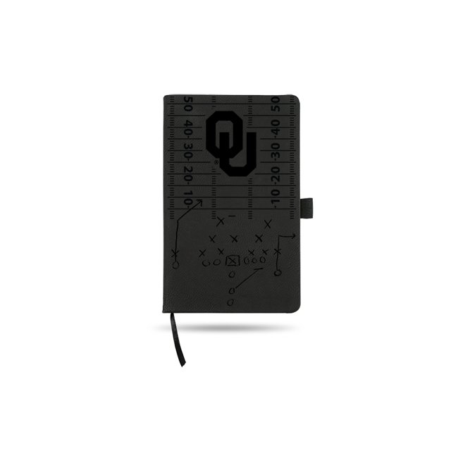 Oklahoma Sooners Laser Engraved Black Notepad With Elastic Band