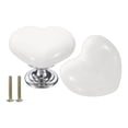 thumbnail image 1 of Uxcell 2 Paquetes de Perillas de Cajón de Cerámica en Forma de Corazón, Blanco/Plata, 1 of 6