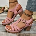 thumbnail image 5 of IUJSOY Summer Sandals for Women 2025 T-Strap Stacked High Heel Buckle Ankle Strap Dress Shoes, 5 of 5