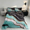 thumbnail image 2 of Manfei Aesthetic Marble Full Size Comforter Sets, Marbling Metallic Bedding Comforter Set, Teal, Black and Gold, Black Reversible 3 Pieces, 1 Comforter and 2 Pillowcases, 2 of 6